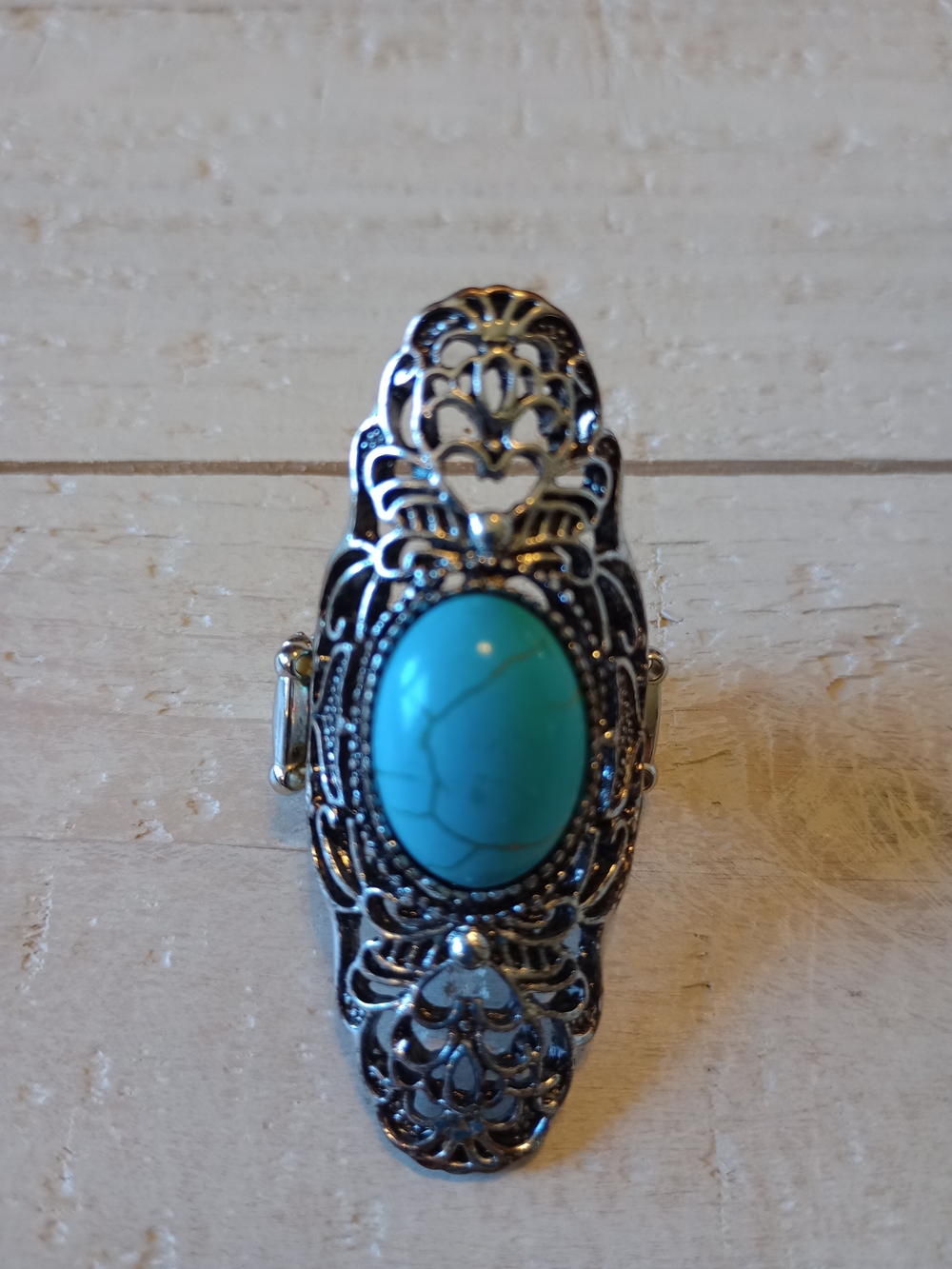 paparazzi Silver Filigree Ring with Turquoise Stone - Blue